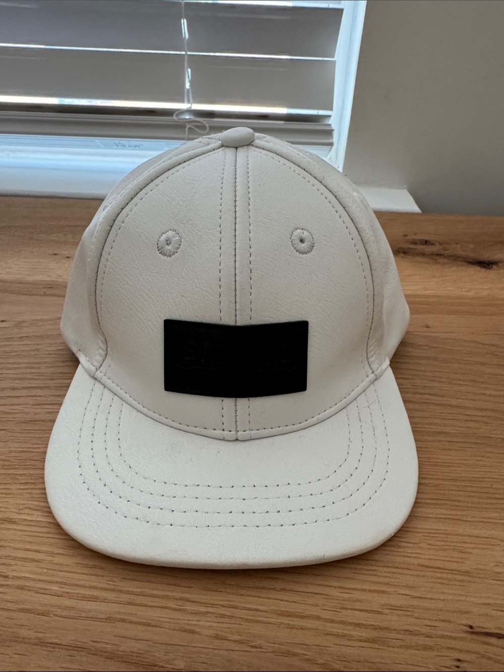 Kids Cream Baseball Cap with Black Patch